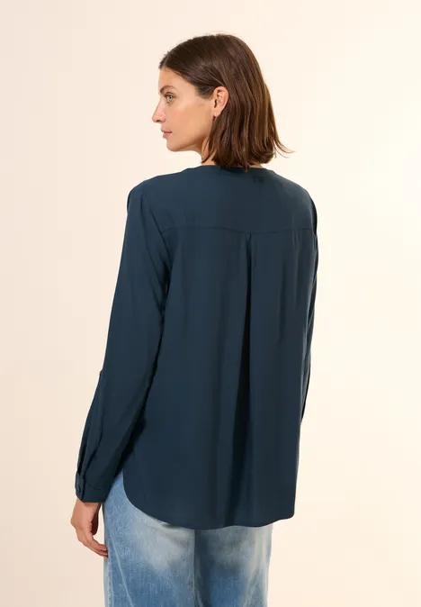 Bluse in Unifarbe dark petrol blue
