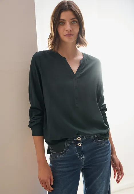 Bluse in Unifarbe slate khaki
