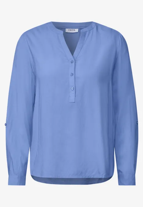 Bluse in Unifarbe aster blue