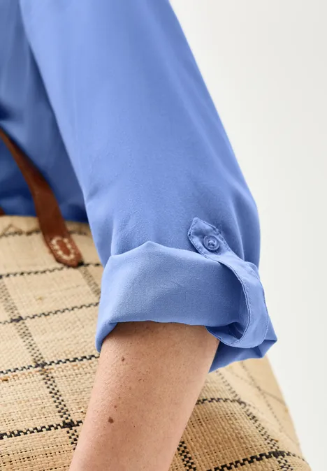 Bluse in Unifarbe aster blue