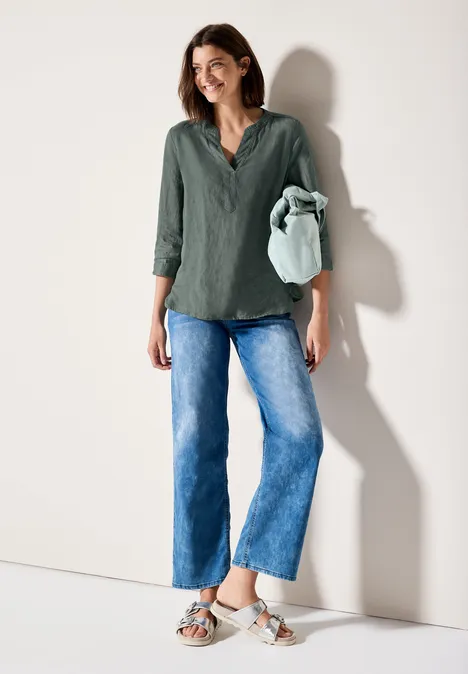 Linnen blouse balmy khaki