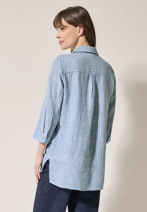 Gestreifte Leinenbluse chambray forever blue