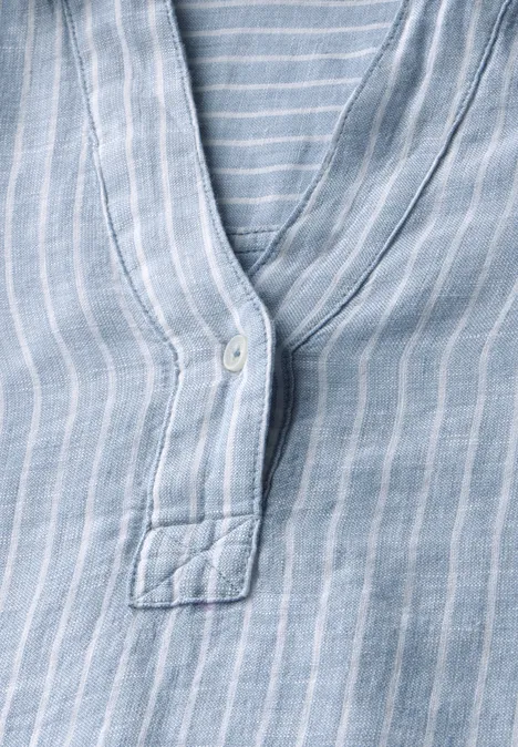 Gestreifte Leinenbluse chambray forever blue