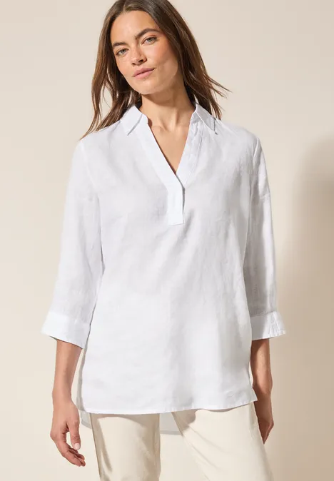 Leinen-Longbluse White