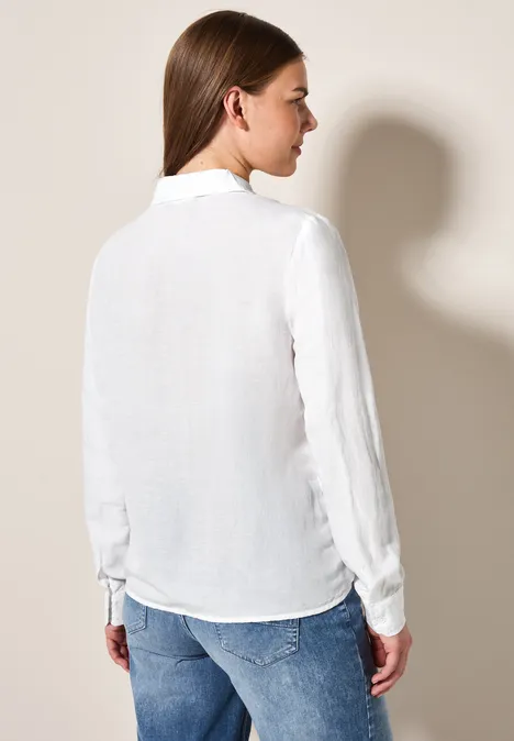 Bluse mit Knoten am Saum White