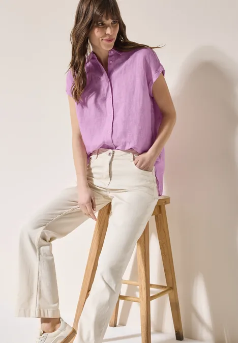 Chambray Leinenbluse chambray light magenta