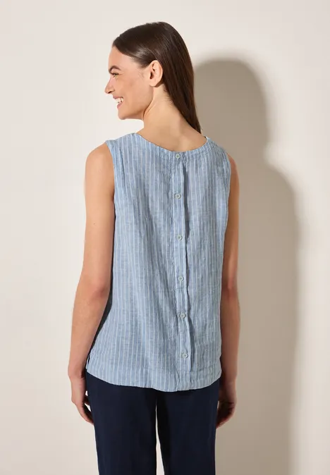 Gestreiftes Leinen-Top chambray forever blue