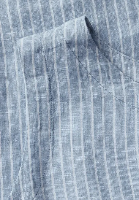Gestreiftes Leinen-Top chambray forever blue