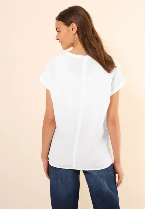 Leinenmix Bluse mit Knoten White
