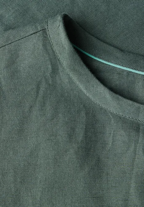 Leinenmix Bluse mit Knoten balmy khaki