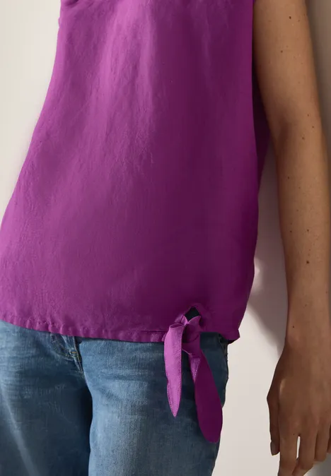 Leinenmix Bluse mit Knoten magenta lacquer