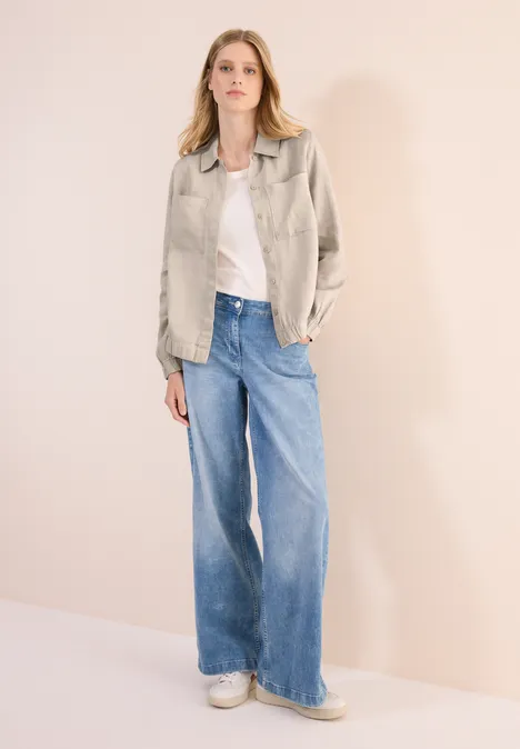 Leinenblouson mit Hemdkragen pumice beige