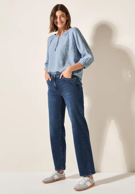 Gestreifte Leinen-Bluse chambray forever blue
