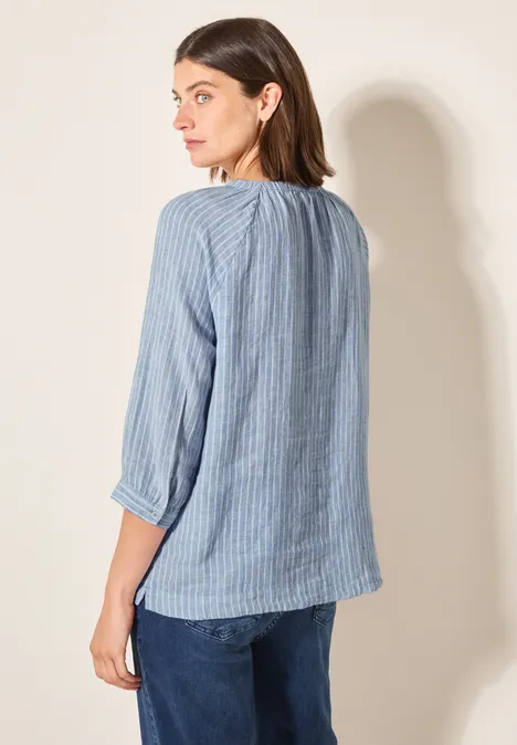 Gestreifte Leinen-Bluse chambray forever blue