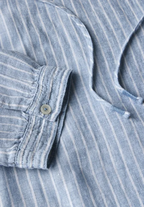 Gestreifte Leinen-Bluse chambray forever blue