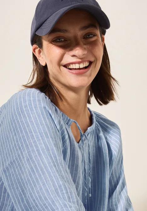 Gestreifte Leinen-Bluse chambray forever blue