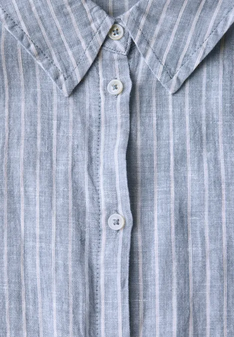Gestreifte Leinen-Hemdbluse chambray forever blue
