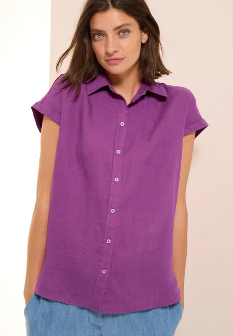 Leinen-Hemdbluse magenta lacquer
