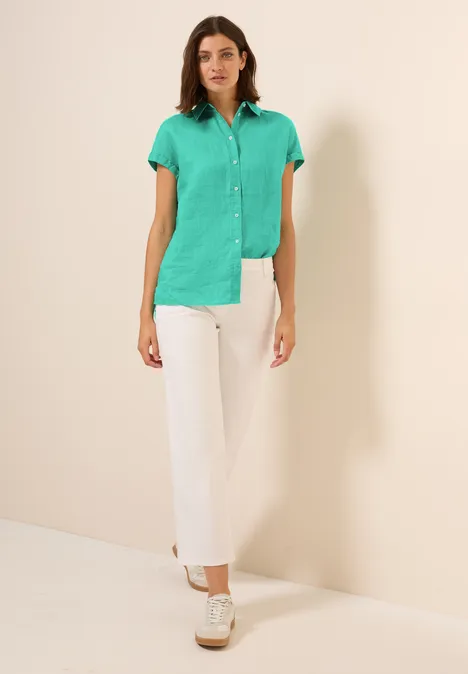 Leinen-Hemdbluse agave green