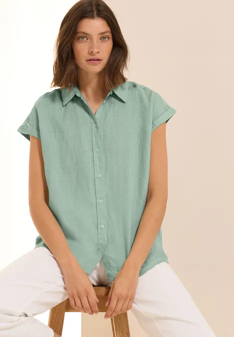 Leinen-Hemdbluse ice sage green