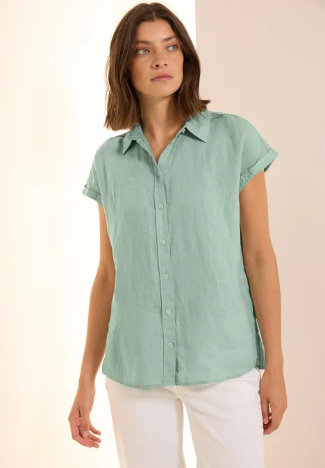 Leinen-Hemdbluse ice sage green