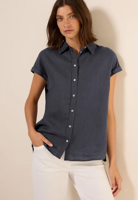 Leinen-Hemdbluse volcanic grey