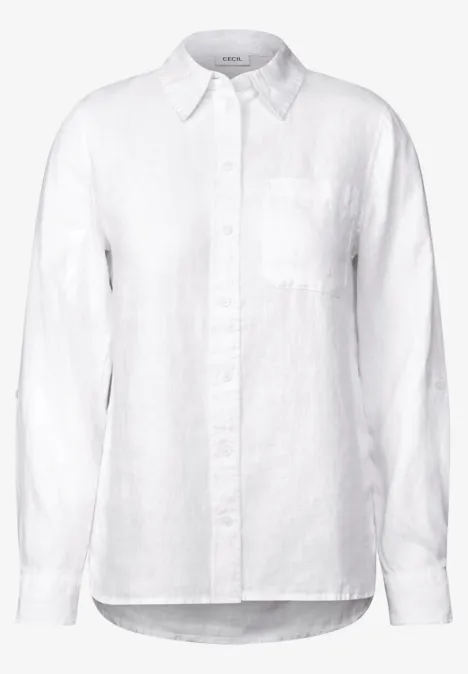 Leinen-Hemdbluse White