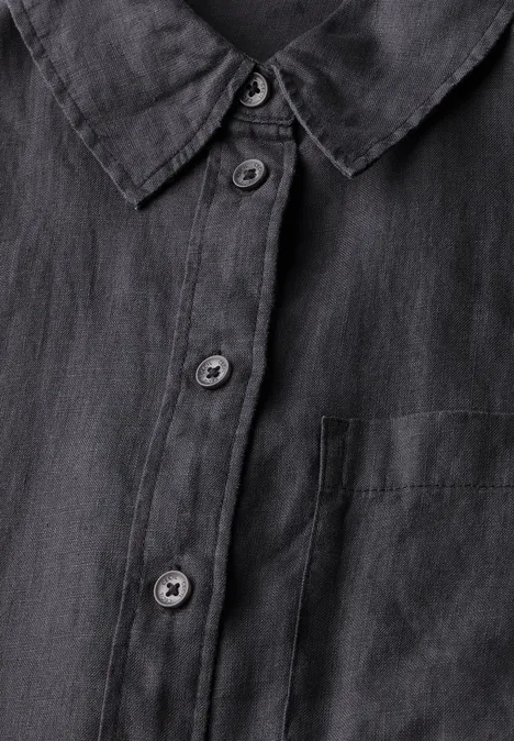 Leinen-Hemdbluse volcanic grey