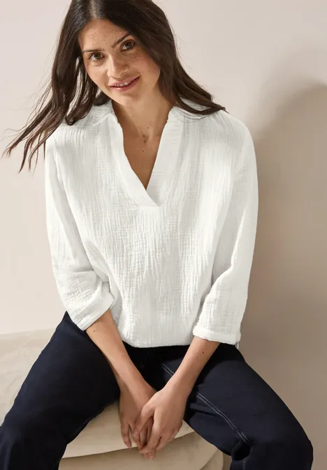 Musselin Bluse vanilla white