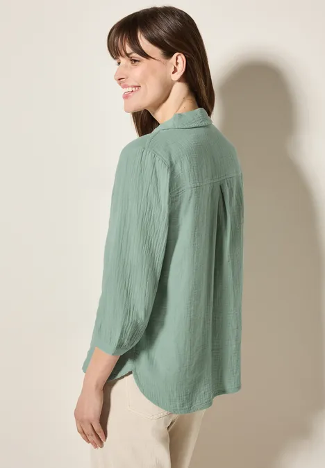 Musselin Bluse matcha green
