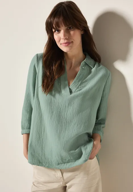 Musselin Bluse matcha green