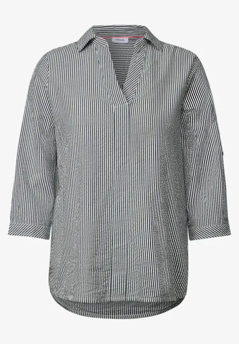 Gestreifte Seersucker Bluse universal blue