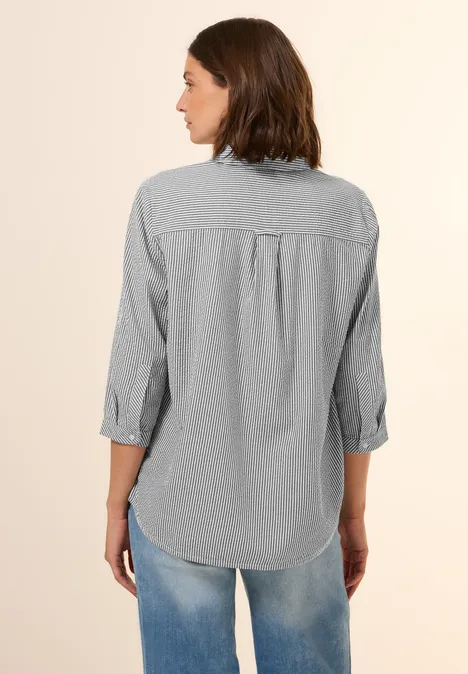 Gestreifte Seersucker Bluse balmy khaki