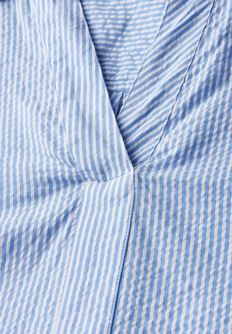 Gestreifte Seersucker Bluse aster blue