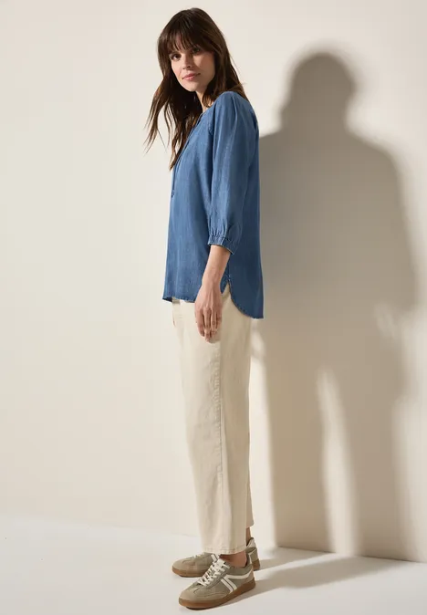 Raglan Lyocell Bluse mid blue wash
