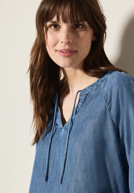 Raglan Lyocell Bluse mid blue wash