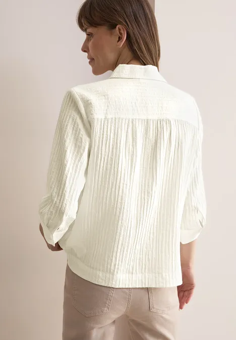Kurze Strukturbluse vanilla white