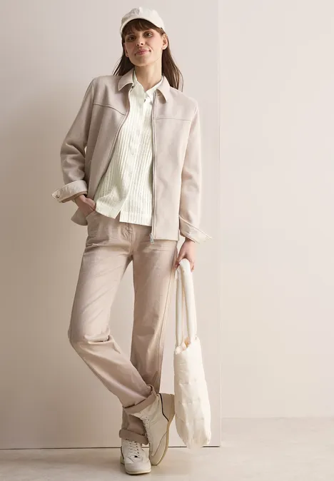 Kurze Strukturbluse vanilla white