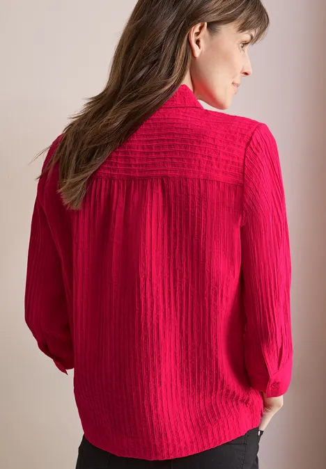 Kurze Strukturbluse granita red