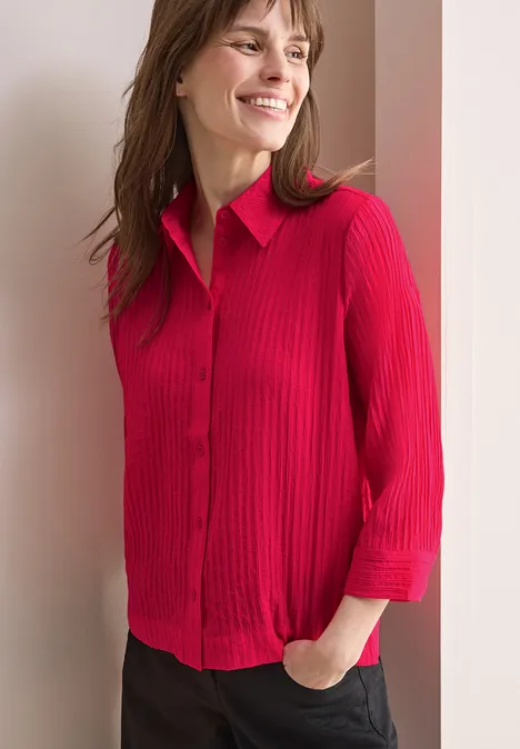 Kurze Strukturbluse granita red