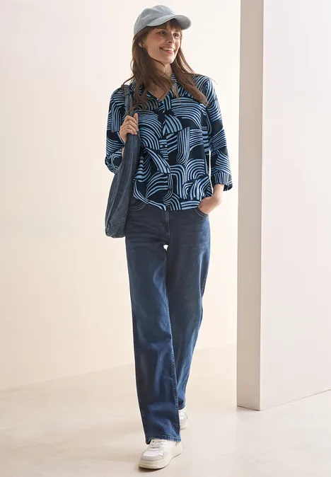 Gemusterte Bluse universal blue