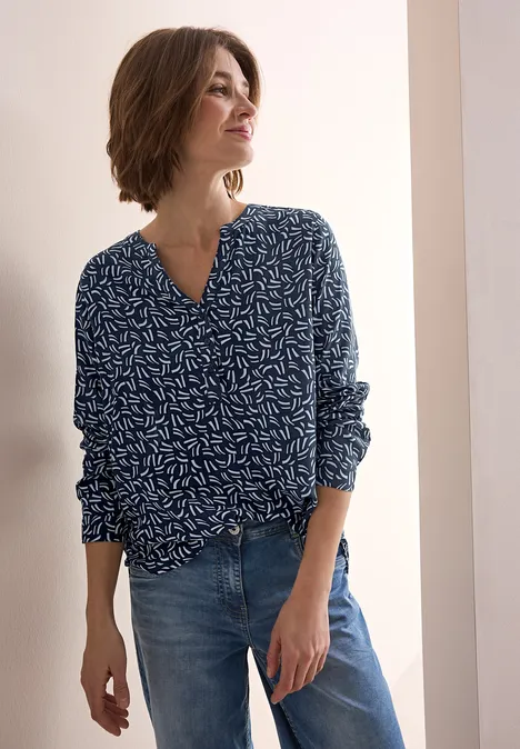 Bluse mit Minimal Print universal blue