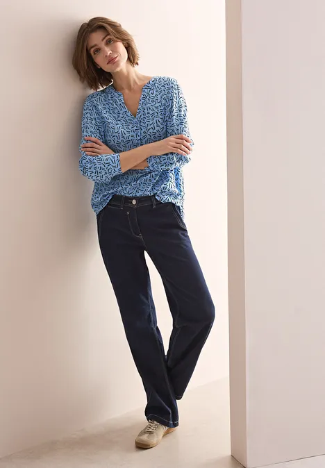 Bluse mit Minimal Print fresh light blue