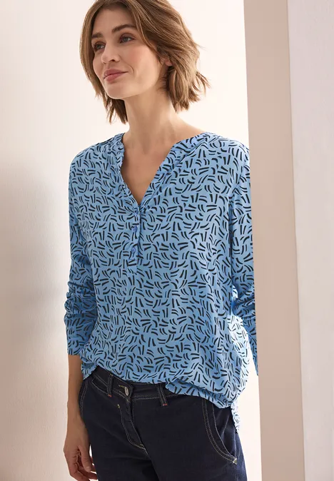 Bluse mit Minimal Print fresh light blue