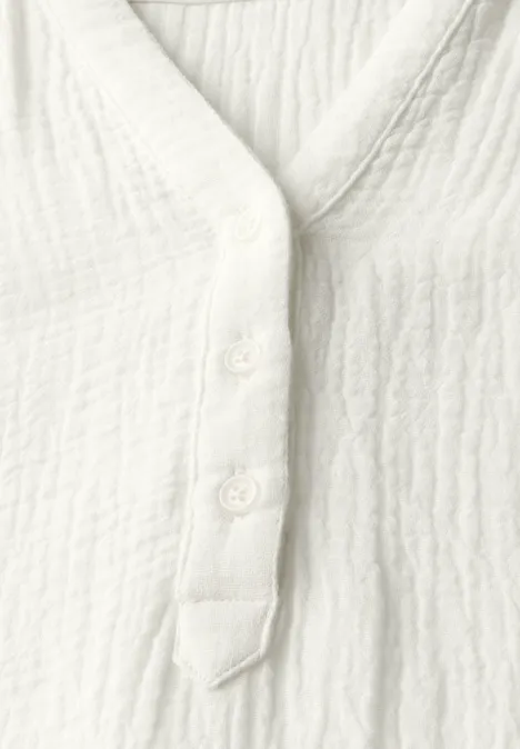 Musselin Kurzarmbluse vanilla white