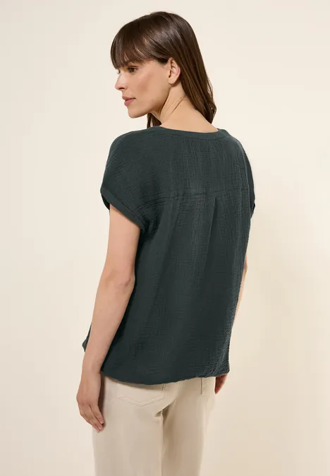 Musselin Kurzarmbluse slate khaki