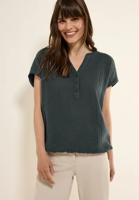 Musselin Kurzarmbluse slate khaki
