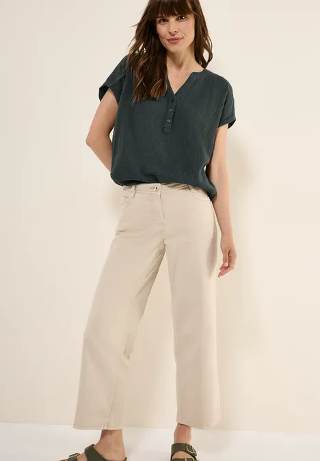 Musselin Kurzarmbluse slate khaki