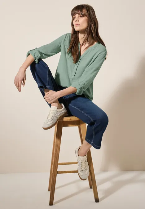 Musselin Bluse matcha green