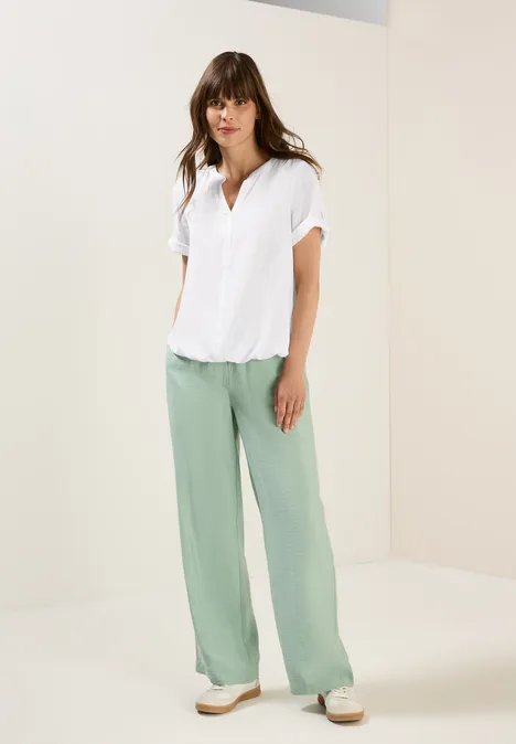 Split Neck Viskose-Bluse White